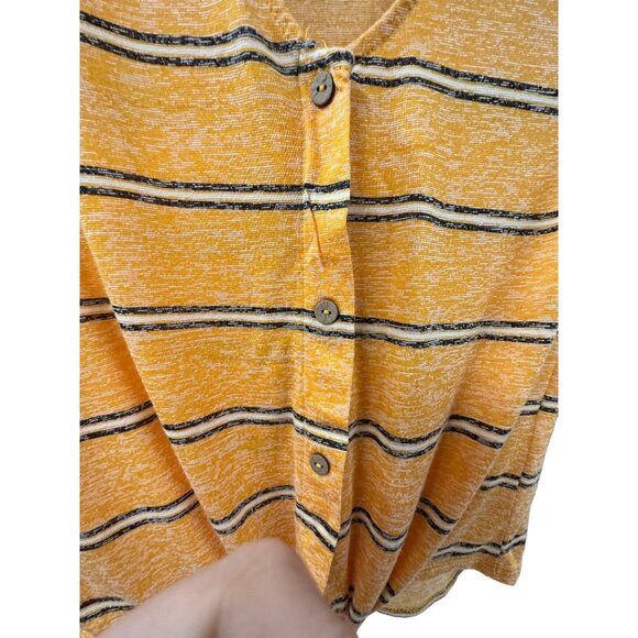 🌸3/$15🌸Juniors Yellow Striped Short Sleeve with Tie at Waist Blouse sz M - Picture 3 of 6